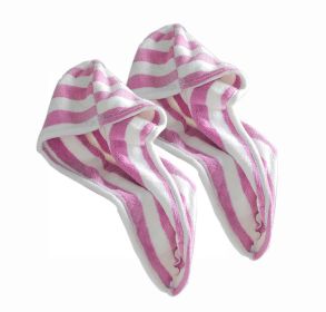 Microfiber Hair Drying Towels Quick Dry Hair Turban for Womens; 2 Pcs Purple Stripes
