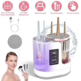 4 In 1 Electric Makeup Brush Cleaner USB Powered Automatic Brush Blender Machine with Timer Digital Display Cleaning Drying UV Disinfection Brush