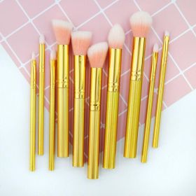 10Pcs Makeup Brush Set Eyeshadow Blush Foundation Marble Woman(gold 2)