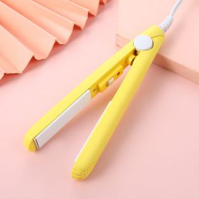 Mini Portable Hair Iron Hair Straightener Curler Professional Hair Irons Ceramic (Color: Yellow)