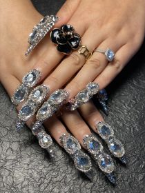 2026 Gothic charm press-on nails, Valentine's Day long almond-shaped press-on false nail set, handcrafted false nail pieces (size: L)