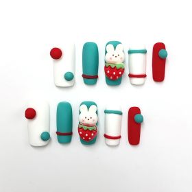 2026 Gothic charm meticulously crafted wearable nails, Valentine's Day short square press-on false nail set, handcrafted false nail pieces (size: L)