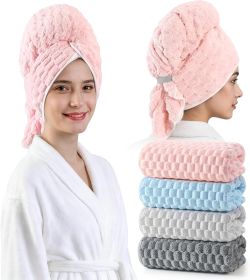 Blue Microfiber Hair Towels - Extra Large Hair Towel Wrap for Women, 24x42 inch Hair Towels with Elastic Strap, Super Soft Hair Drying Towels for (Color: Pink+blue+grey+charcoal Gray)