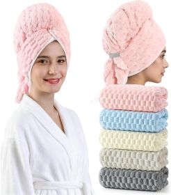 Blue Microfiber Hair Towels - Extra Large Hair Towel Wrap for Women, 24x42 inch Hair Towels with Elastic Strap, Super Soft Hair Drying Towels for (Color: Pink+blue+charcoal Gray+ivory+beige)