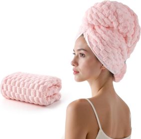 Blue Microfiber Hair Towels - Extra Large Hair Towel Wrap for Women, 24x42 inch Hair Towels with Elastic Strap, Super Soft Hair Drying Towels for (Color: Pink)