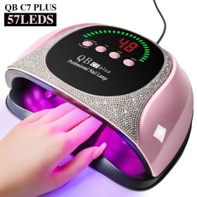 Professional UV LED Nail Lamp, LIMEGIRL Nail Dryer for Gel Polish, 4 Timers UV Nail Lamp Professional Nail Light,57Pcs Lamp Beads and Automatic S (Color: MJD-C7-2-Pink-US)