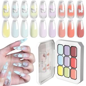 Limegirl Gradient Painting Gel, 9 Bright Colors Ombre GelNail Polish for Pigment Pat Nails Nails French ManicureSoak Off UV Set (Color: G120-5)