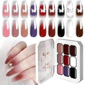 Limegirl Gradient Painting Gel, 9 Bright Colors Ombre GelNail Polish for Pigment Pat Nails Nails French ManicureSoak Off UV Set (Color: G120-3)