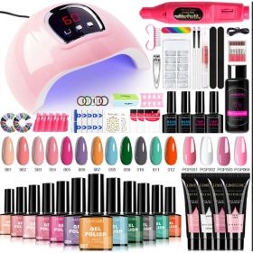 Limegirl Gel Nail Polish Kit with U V Light 18LED Nail Dryer 12Color Gel Nail Polish Set And 4Color NailExtension Gel Set withBase and Top Coat N (Color: LH23-03-PDD)
