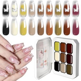 Limegirl Gradient Painting Gel, 9 Bright Colors Ombre GelNail Polish for Pigment Pat Nails Nails French ManicureSoak Off UV Set (Color: G120-6)