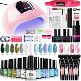 Limegirl Gel Nail Polish Kit with U V Light 18LED Nail Dryer 12Color Gel Nail Polish Set And 4Color NailExtension Gel Set withBase and Top Coat N (Color: LH23-04-PDD)