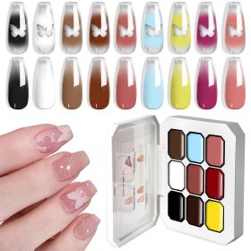 Limegirl Gradient Painting Gel, 9 Bright Colors Ombre GelNail Polish for Pigment Pat Nails Nails French ManicureSoak Off UV Set (Color: G120-8)