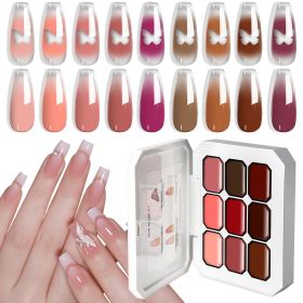 Limegirl Gradient Painting Gel, 9 Bright Colors Ombre GelNail Polish for Pigment Pat Nails Nails French ManicureSoak Off UV Set (Color: G120-9)