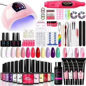 Limegirl Gel Nail Polish Kit with U V Light 18LED Nail Dryer 12Color Gel Nail Polish Set And 4Color NailExtension Gel Set withBase and Top Coat N (Color: LH23-01-PDD)