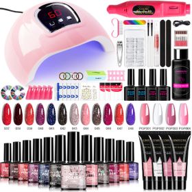Limegirl Gel Nail Polish Kit with U V Light 18LED Nail Dryer 12Color Gel Nail Polish Set And 4Color NailExtension Gel Set withBase and Top Coat N (Color: LH23-02-PDD)
