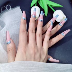 2026 Gothic charm finely crafted wearable nails, Valentine's Day medium square press-on false nail set, hand-made false nail pieces (size: L)