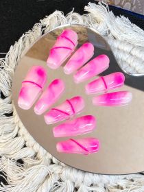 2026 Gothic Charm Exquisitely Crafted Wearable Nails - Valentine's Day Medium Square Press-on False Nail Set. Handmade false nail pieces (size: S)