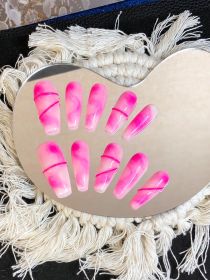 2026 Gothic Charm Exquisitely Crafted Wearable Nails - Valentine's Day Medium Square Press-on False Nail Set. Handmade false nail pieces (size: M)