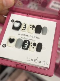 2026 Gothic Charm Finely Crafted Wearable Nails - Valentine's Day Short Square Press-on Fake Nail Set. Handmade Fake Nail Plates (size: S)