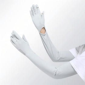 UV Protection Arm Sleeves Gloves, UPF 50+ Sun Protection Long Gloves with Non-Slip Grip, Breathable Cooling Sleeves for Driving, Cycling, Fishing (Style: Floor F4 - BX09 - Gray)