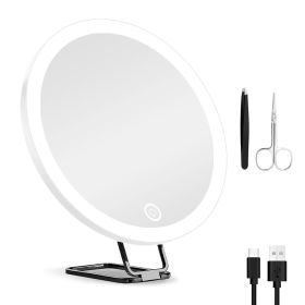 30X Magnifying Mirror With Light 3 Colors Dimmable Brightness Included Tweezer Scissor Travel Magnifying Makeup Mirror with Suction Cup 360° Adju (Color: White)