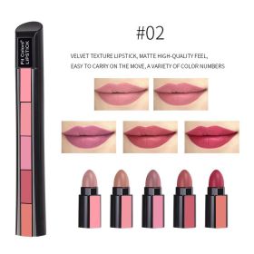 10-Color Matte Velvet Lipstick Set, 5-in-1 Long Lasting Non-Drying Lipstick Kit, Portable Multi-Color Lip Stick For Daily & Party Makeup (Option: 02)